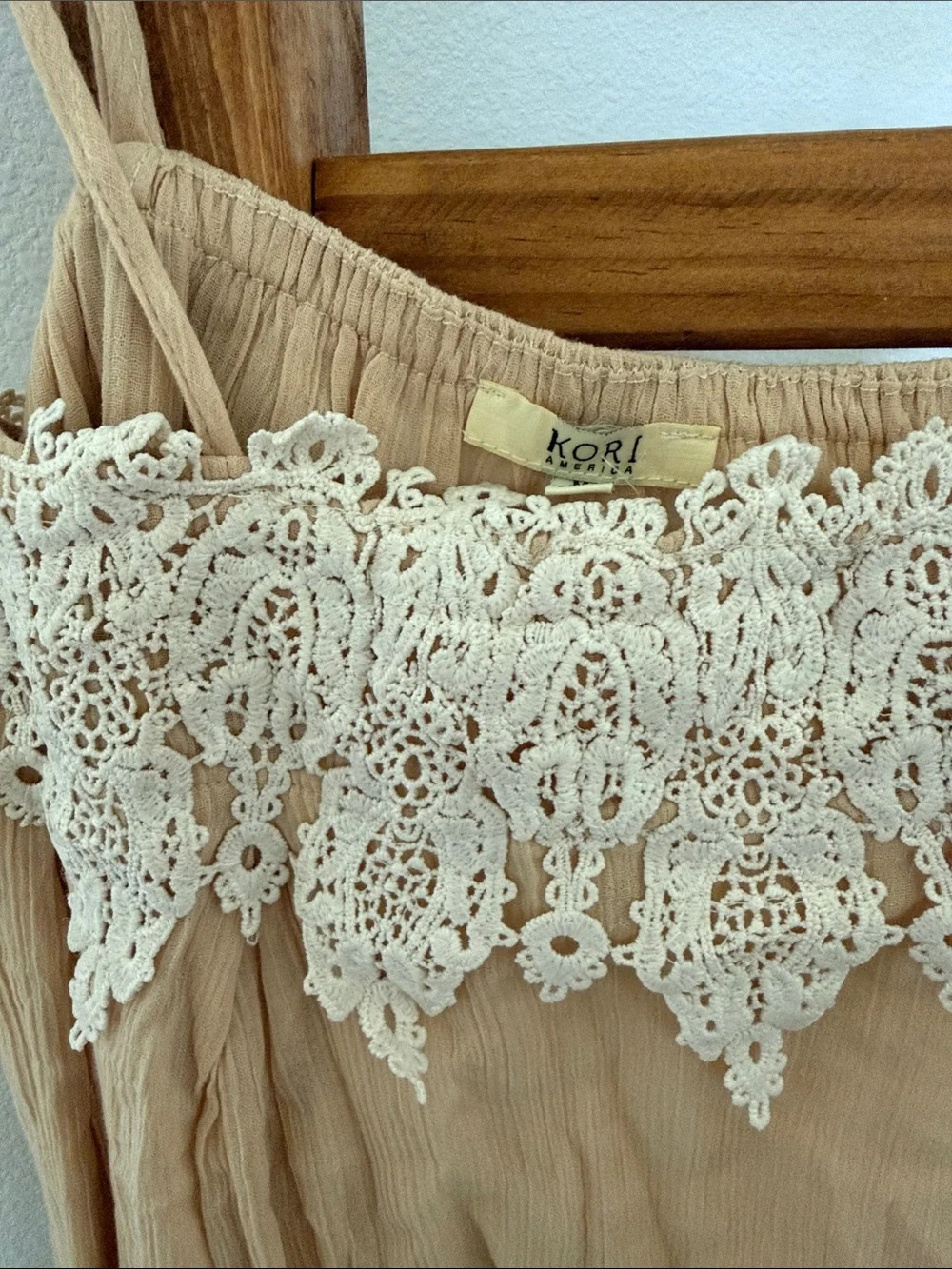 Delicate Cream Lace-Trim Cami Dress